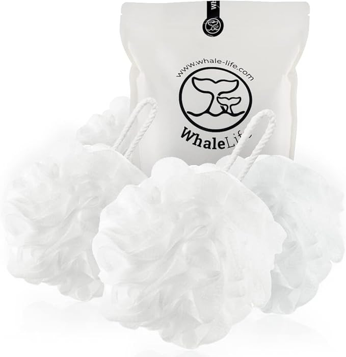 Loofah Sponge Bath Sponge for Women Men 4 Pack (White) | Amazon (US)