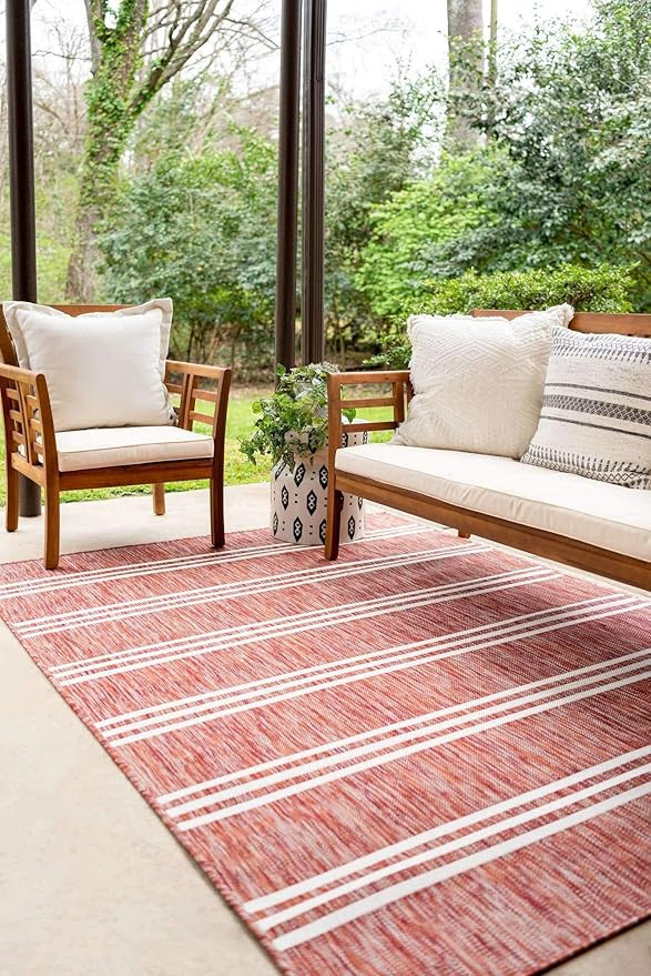 Unique Loom Jill Zarin Outdoor Collection Area Rug - Anguilla (4' 1'' x 6' 1'' Rectangle, Rust Re... | Amazon (US)