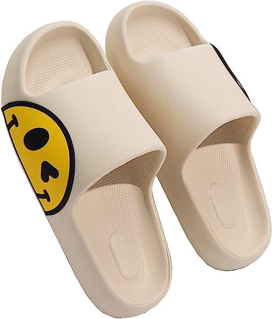 Smiley Face Slides, Smiley Face Slippers for Women and Men Comfy Cloud Slippers Women Thick Sole ... | Amazon (US)