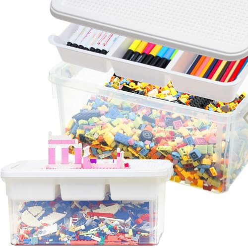 17 Quart Plastic Storage Bins with Lid Building Plate Dividers Block Storage Clear Art Supply Cra... | Amazon (US)