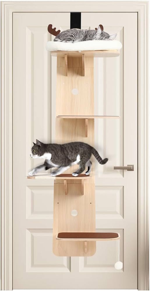 Door Hanging Cat Climber Tree, 4 Levels Vertical Cat Tower for Door Mounted with Sisal Scratching... | Amazon (US)