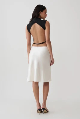 Sofiane Silk Blend Midi Skirt / Ivory | MESHKI | L | MESHKI US