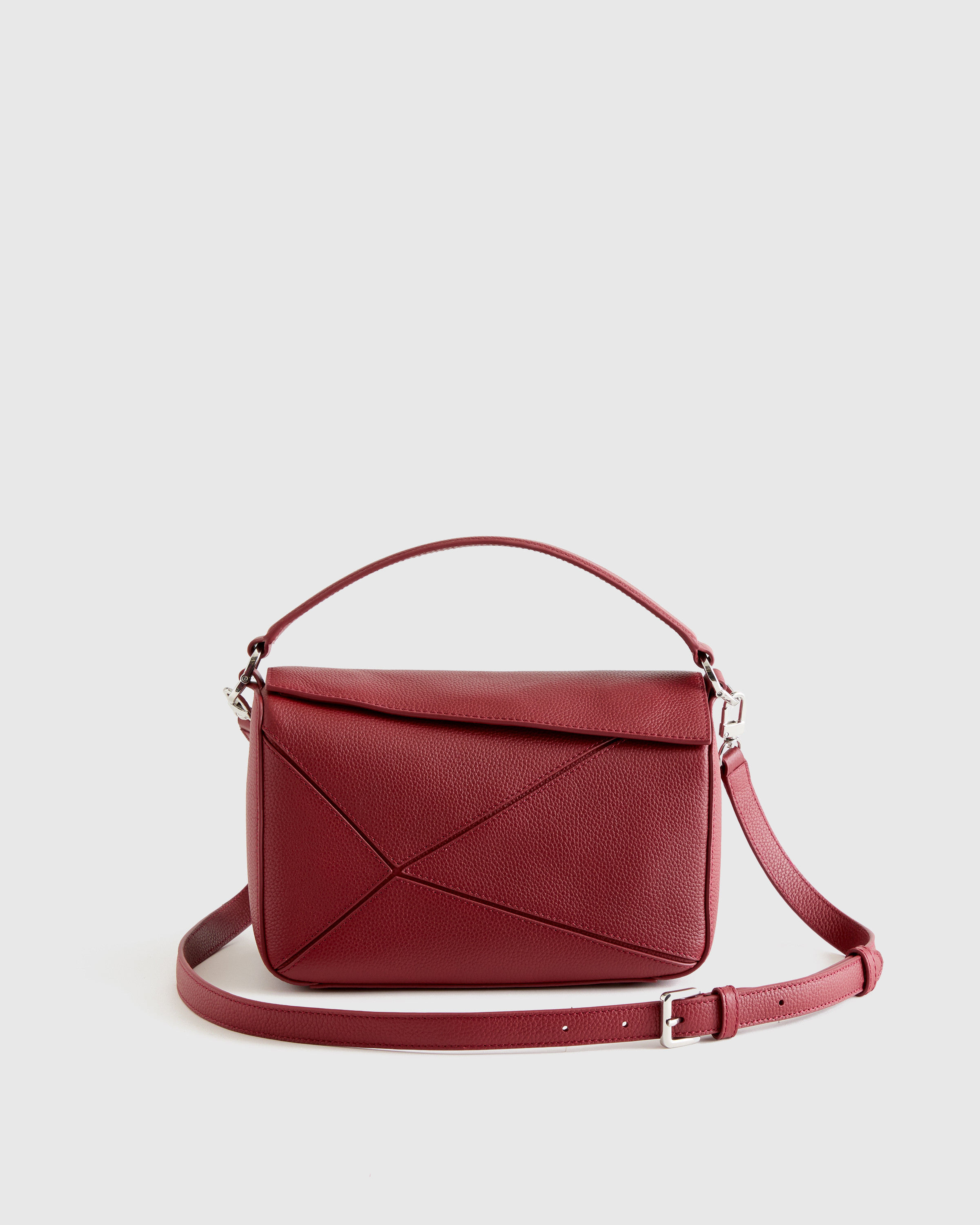 Quince | Women's Italian Leather Patchwork Crossbody in Merlot | Quince