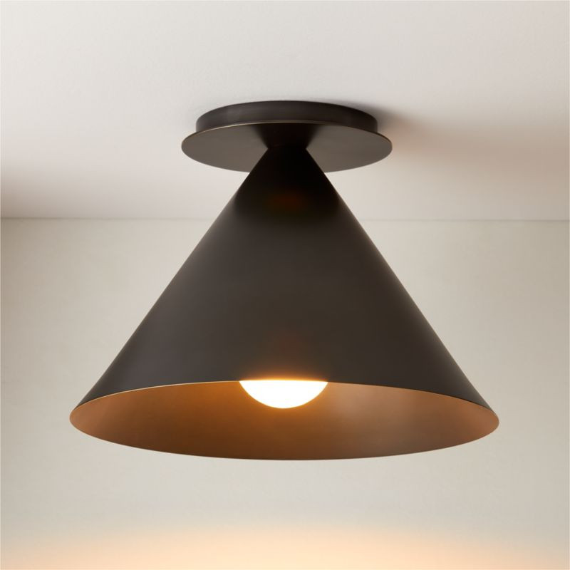 Tolio Blackened Brass Conical Flush Mount Light | CB2 | CB2
