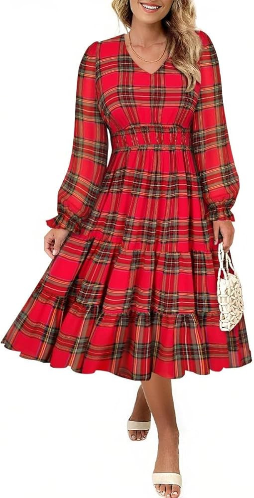 TIYOMI Plus Size Maxi Floral Dress for Women 2025 Long Sleeve V Neck Flowy Dress Empire Waist Wed... | Amazon (US)