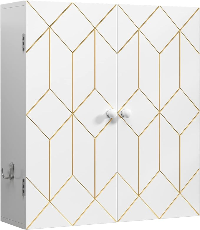 AZODY Bathroom Cabinet with Gold Trim, Wall-Mounted Bathroom Storage Cabinet with Adjustable Shel... | Amazon (US)
