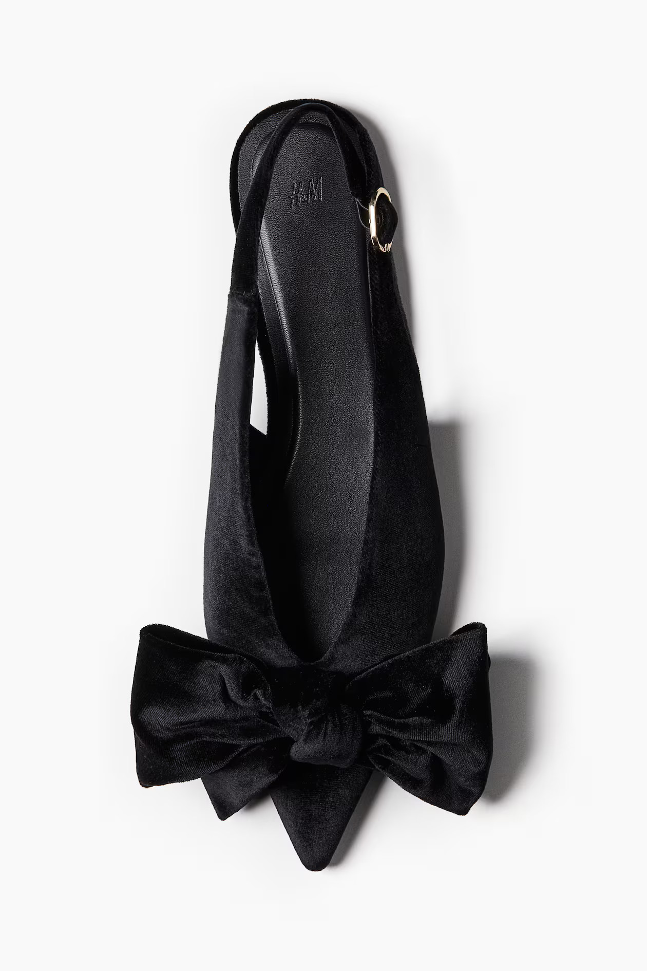 Bow-Detail Velour Slingbacks - Black - Ladies | H&M US | H&M (US + CA)