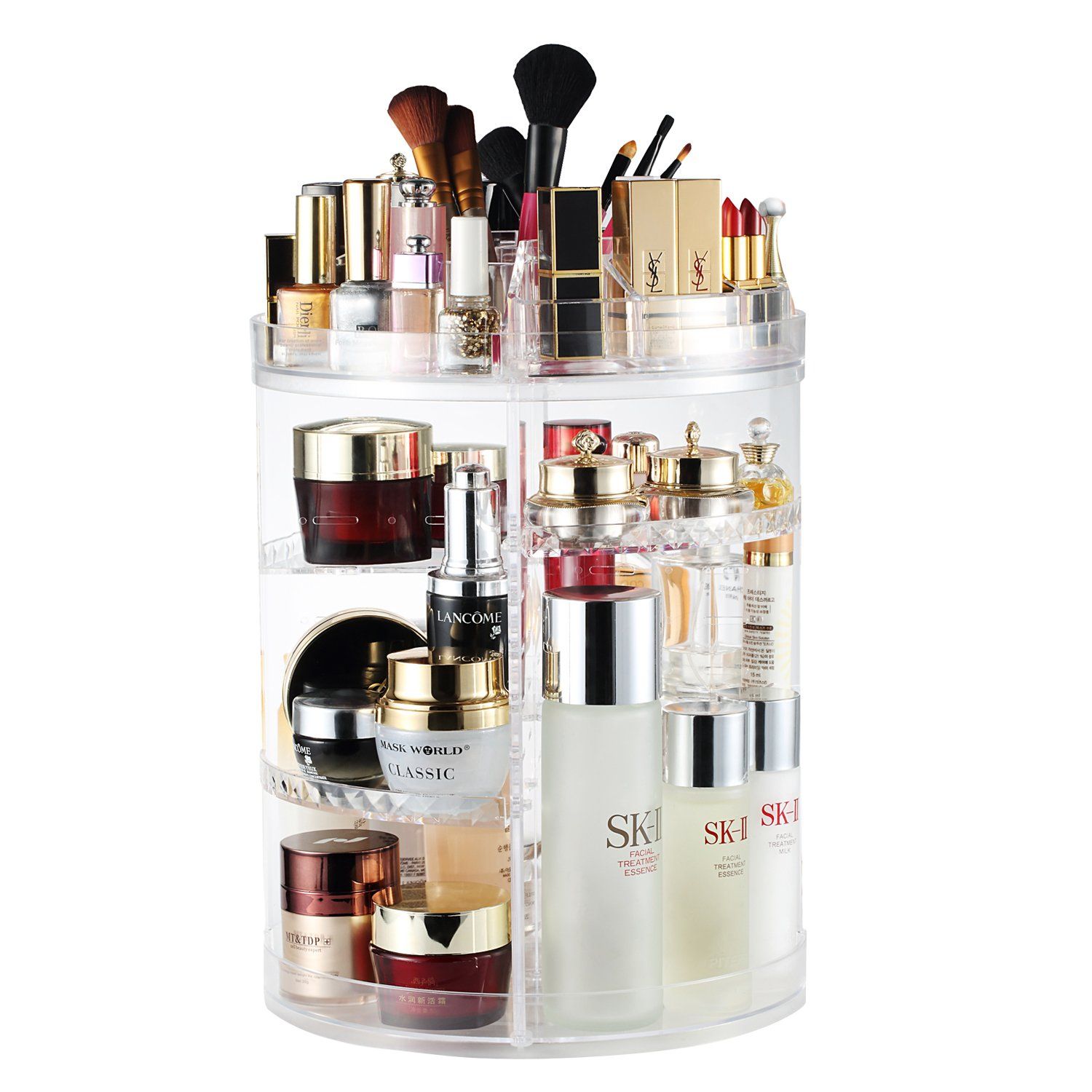 Makeup Organizer, 360 Degree Rotating Adjustable Cosmetic Storage Display Case with 8 Layers Large C | Amazon (US)