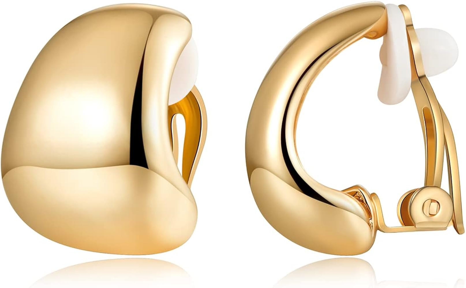 Dainty Small Chunky Clip On Earrings for Women 14K Gold Silver Retro Clip Earrings Multiple Style... | Amazon (US)