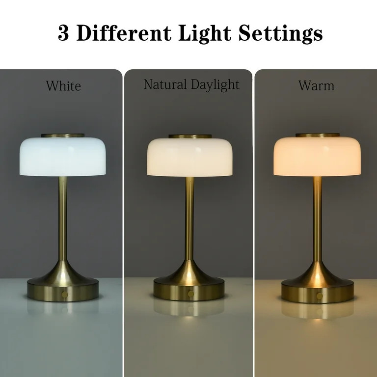 Better Homes & Gardens Portable Milk Glass Table Lamp, Rechargeable | Walmart (US)
