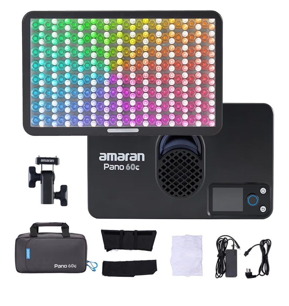 Amaran Pano 60c Kit Led Video Panel Light 60W RGBWW Full Color Lights,CCT 2,300K-10,000K,12 Lighting Efects,App Control,Support USB-C PD,with Softboxes and Carrying Case (Charcoal)