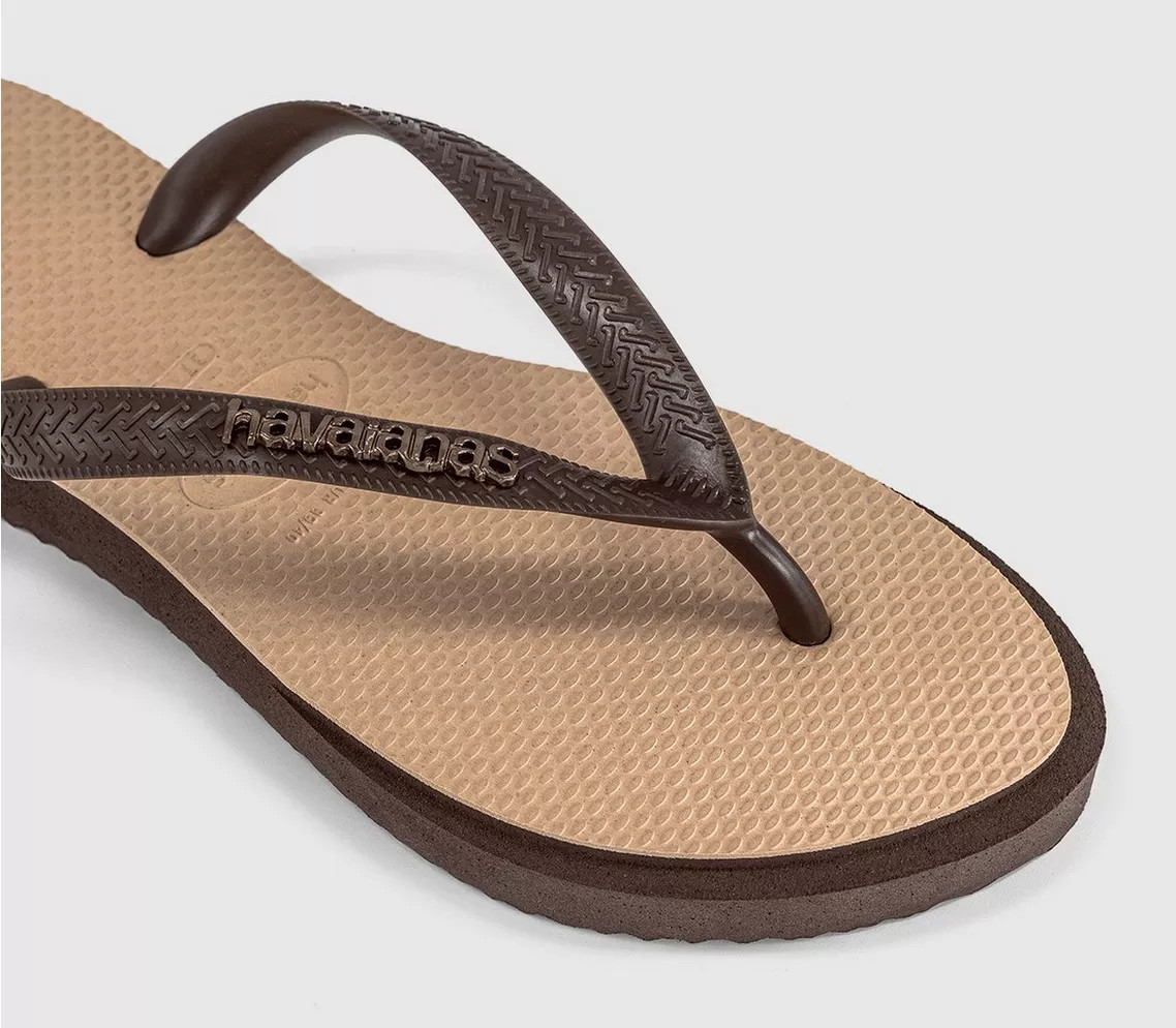 Havaianas Top Point Fusion Flip Flops Dark Brown Golden - Women’s Sandals | Office Shoes (UK)