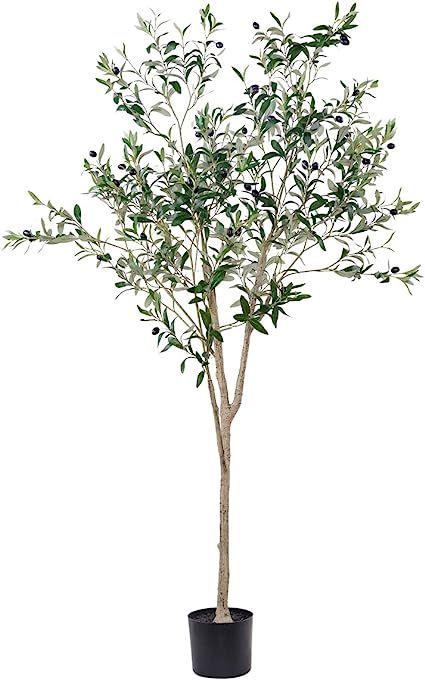 Artificial Olive Trees Silk Trees Faux Olive 6ft Tall Tree in Potted Oliver Branch Leaves and Fru... | Amazon (US)