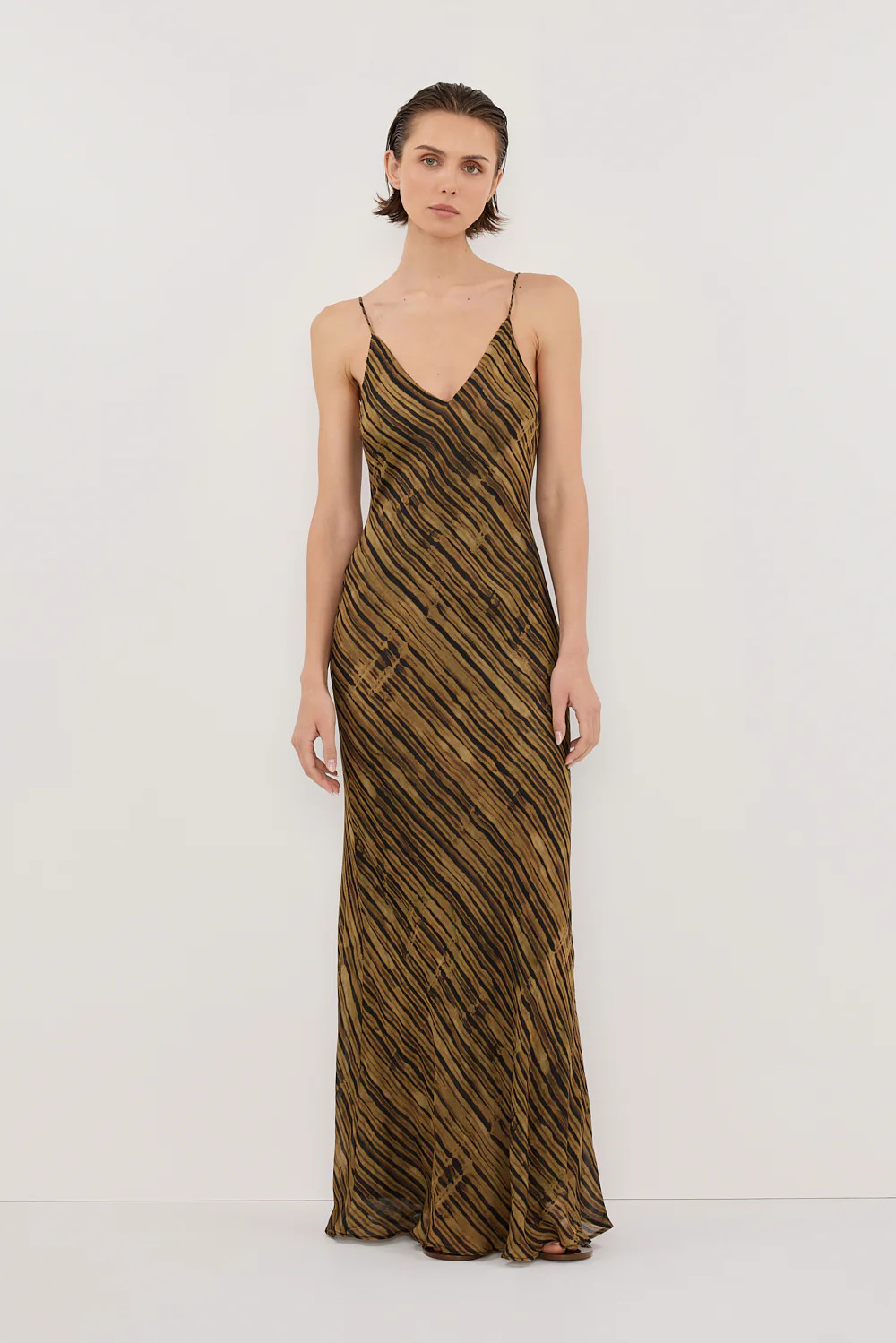 FLEUR DARK CHOCOLATE SLIP MIDI DRESS | DISSH