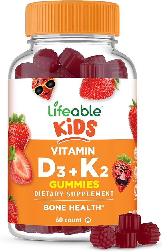 Lifeable Kids Vitamin D3 K2 Gummies | 500iu D3 and K2 100mcg | Great Tasting D3 and K2 Supplement... | Amazon (US)