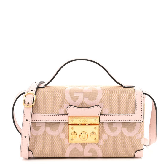 Monogram Jumbo GG Textured Dollar Calfskin Mini Padlock Top Handle Shoulder Bag Beige Perfect Pin... | FASHIONPHILE (US)