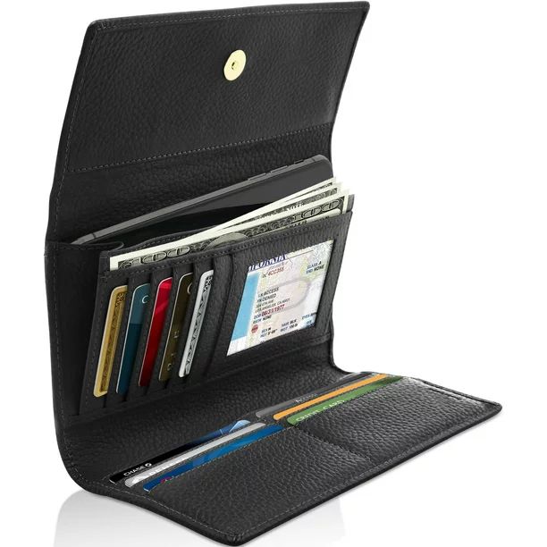 Trifold Clutch RFID Wallets For Women - Large Womens Wallet With Coin Pouch Leather Organizer Wit... | Walmart (US)