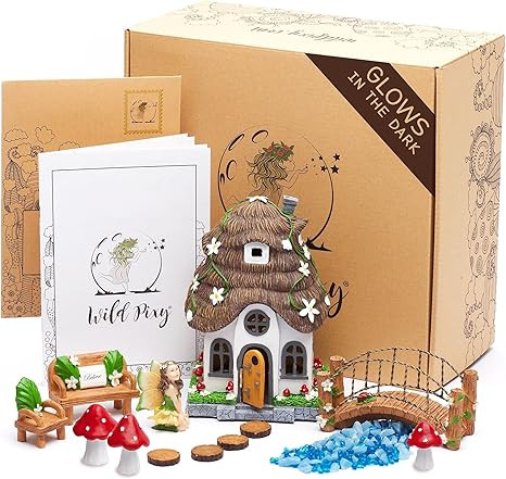 WILD PIXY Garden Kit - Glow in The Dark Fairy Accessories Set, 7.1" Fairy House with Opening Door... | Amazon (US)