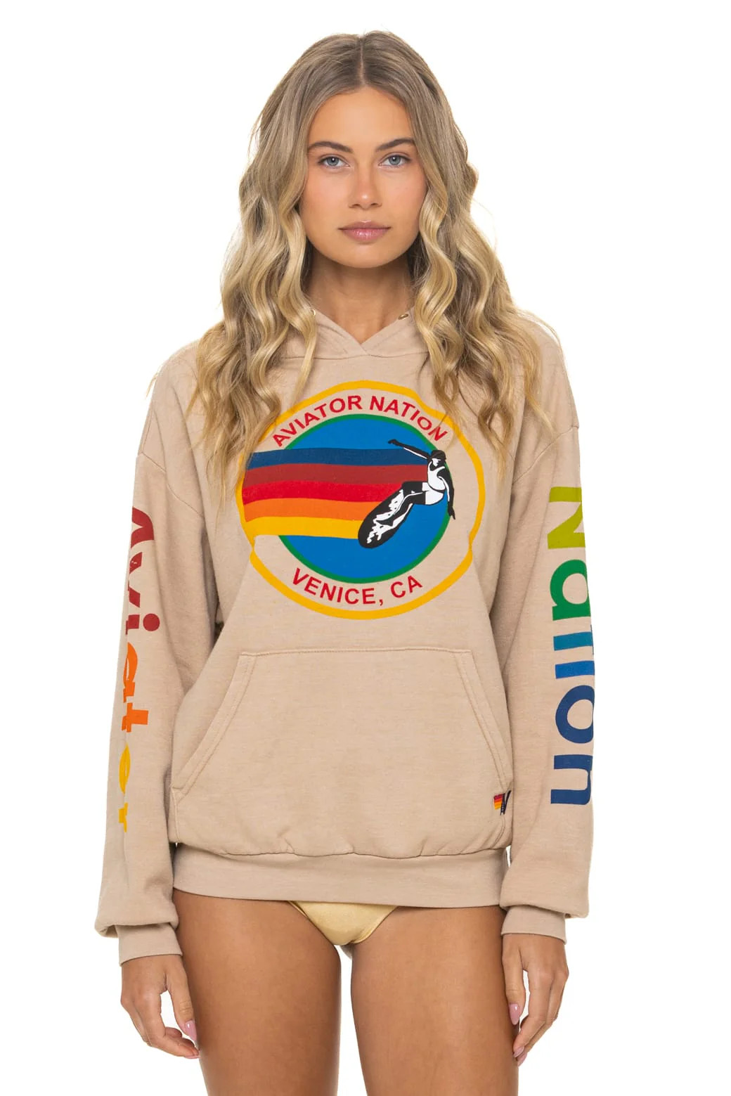 AVIATOR NATION RELAXED PULLOVER HOODIE - SAND | Aviator Nation