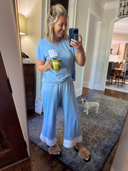 A little reality (vs instagram) moment…. One eye super swollen due to allergies, dirty hair because I forgot to schedule my blowout, and pjs still at almost 10am… this is reality today! 🤪

I size up in pjs to a M bc I don’t like them at all fitted!

#LTKHome #LTKOver40 #LTKShoeCrush