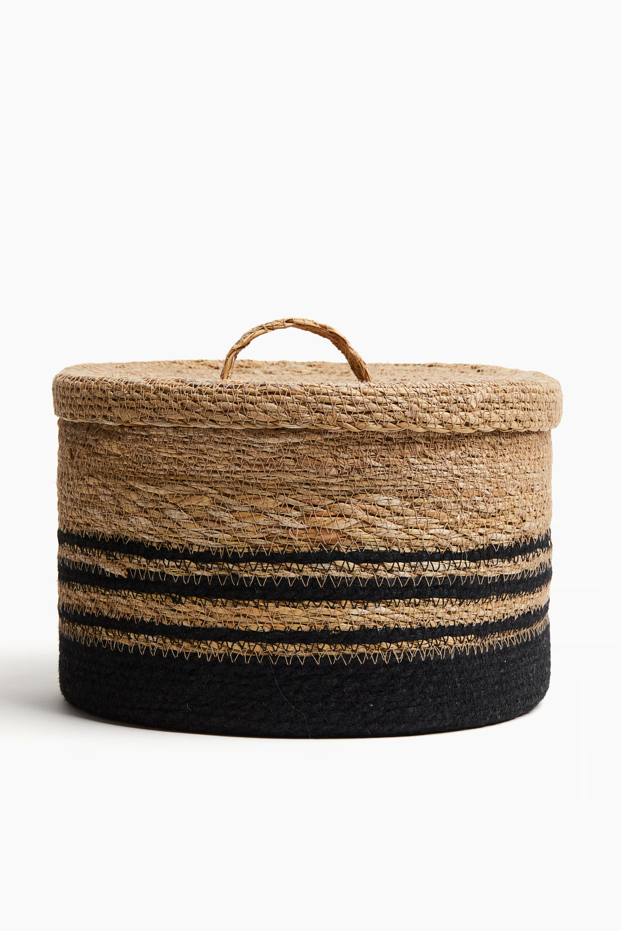Braided Straw Basket with Lid - Beige/striped - Home All | H&M US | H&M (US + CA)