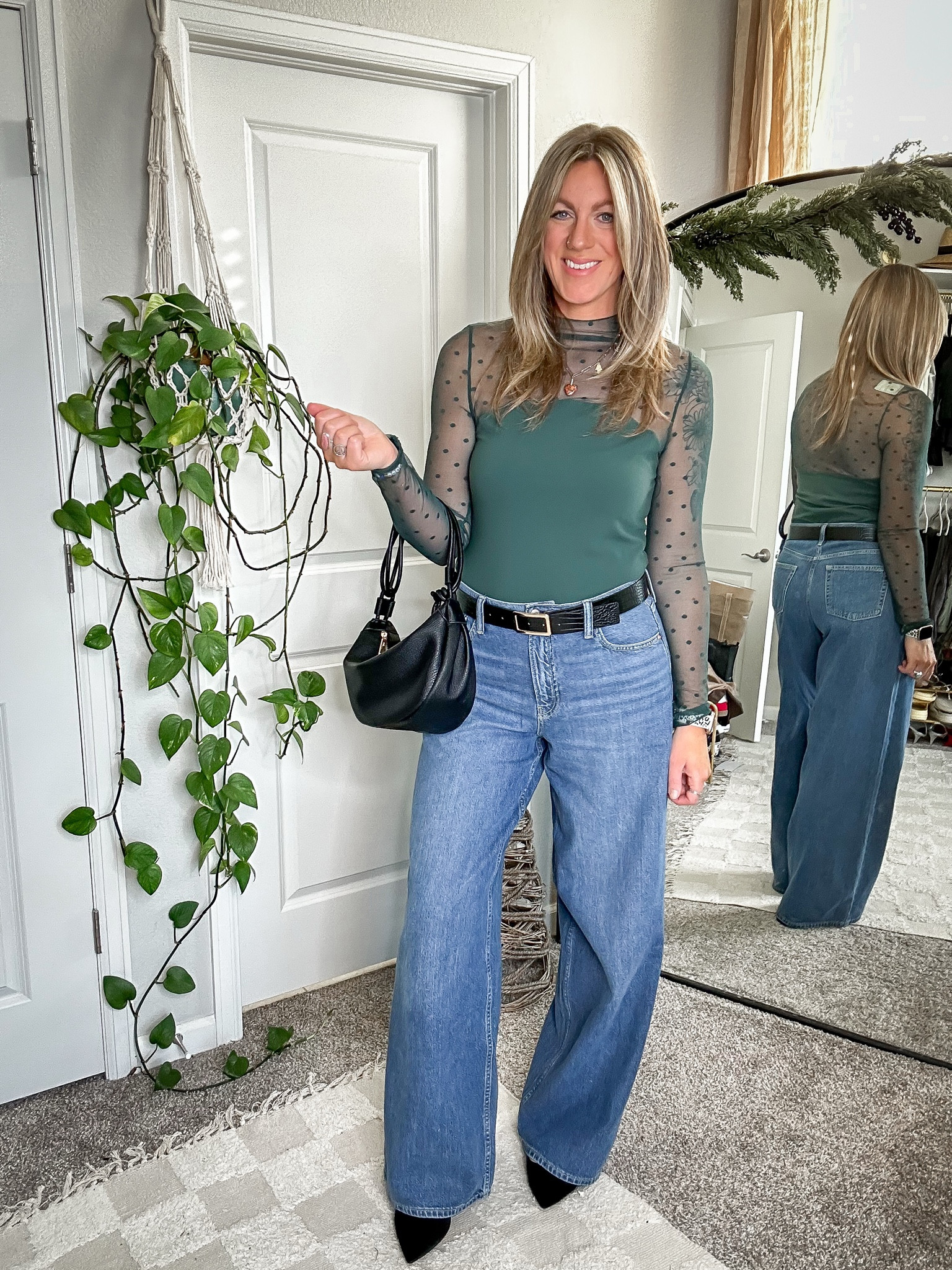 Casual holiday party outfit, Thanksgiving outfit, tall girl approved 

Large top, 10/30 TALL jeans, 11 shoes 

#LTKHoliday #LTKMidsize #LTKParties