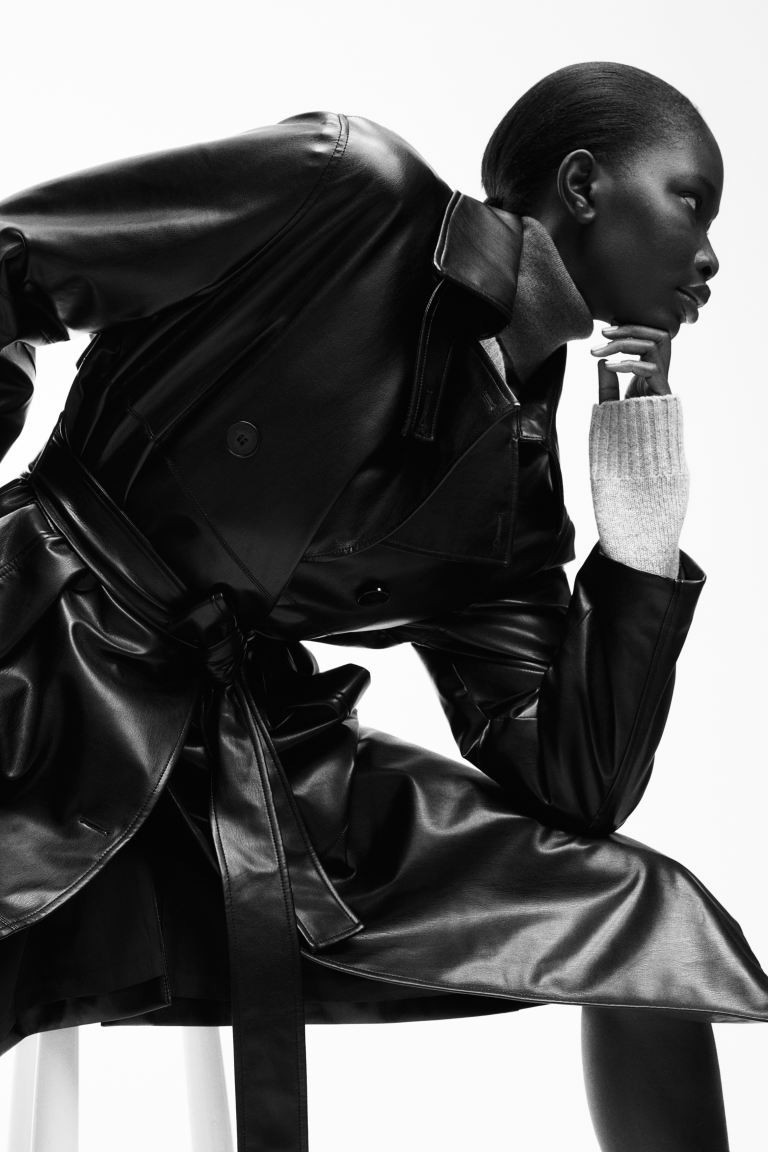 Coated Trench Coat - Black - Ladies | H&M US | H&M (US + CA)