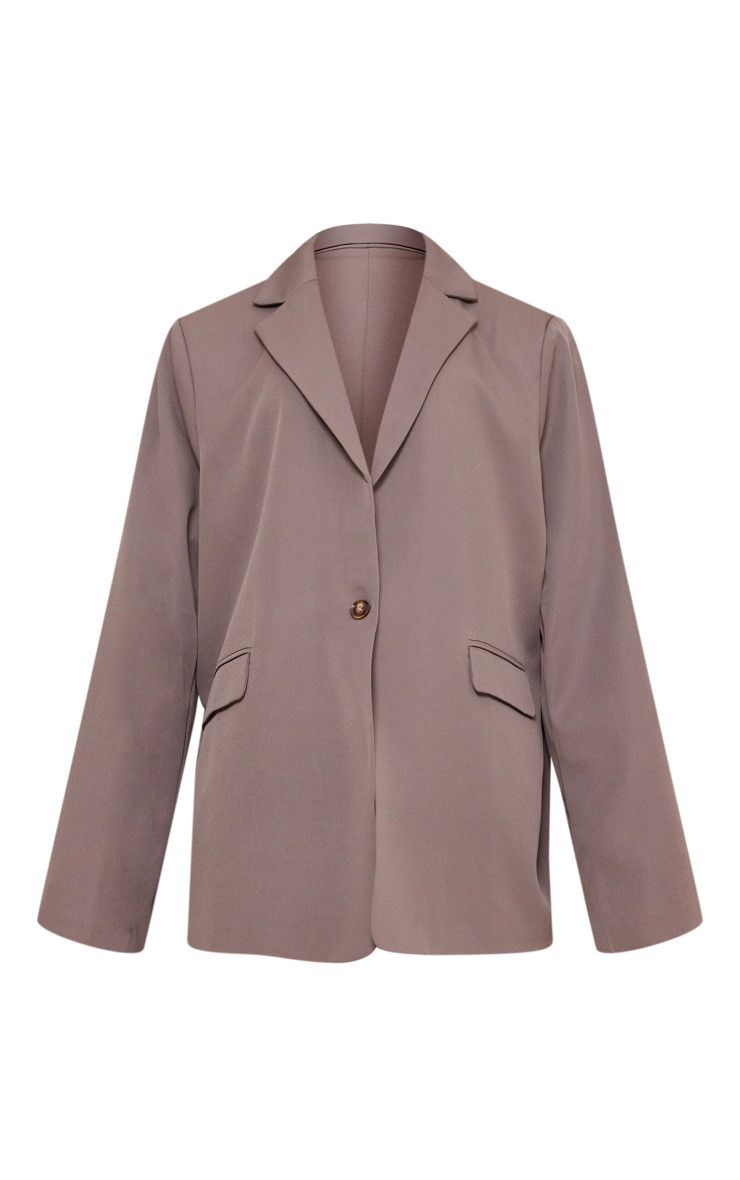 Taupe Oversized Drop Shoulder Dad Blazer | PrettyLittleThing US