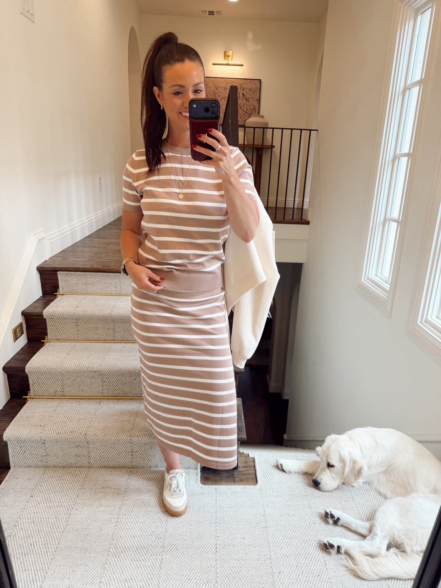 Two piece sweater skirt set for spring and summer! Wearing a small, the material is so comfortable! Perfect travel set. 

#LTKootd #LTKTravel #LTKOver40