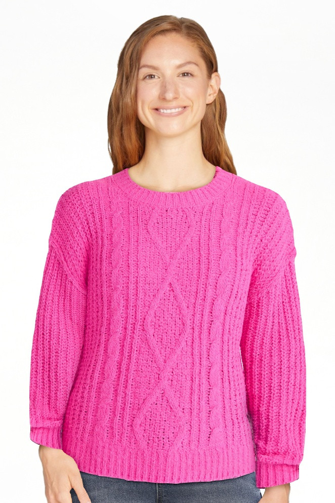 No Boundaries Cable Knit Sweater, Midweight, Women's | Walmart (US)