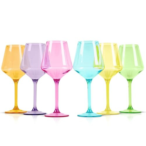 Premium Unbreakable Stemmed Wine Glasses – Set of 6 BPA-Free Shatterproof Reusable Plastic Acrylic Wine Glasses | Elegant Crystal-Clear Wine Cups for Outdoor, Camping, Wedding, Home Bar Easter Gifts | Amazon (US)