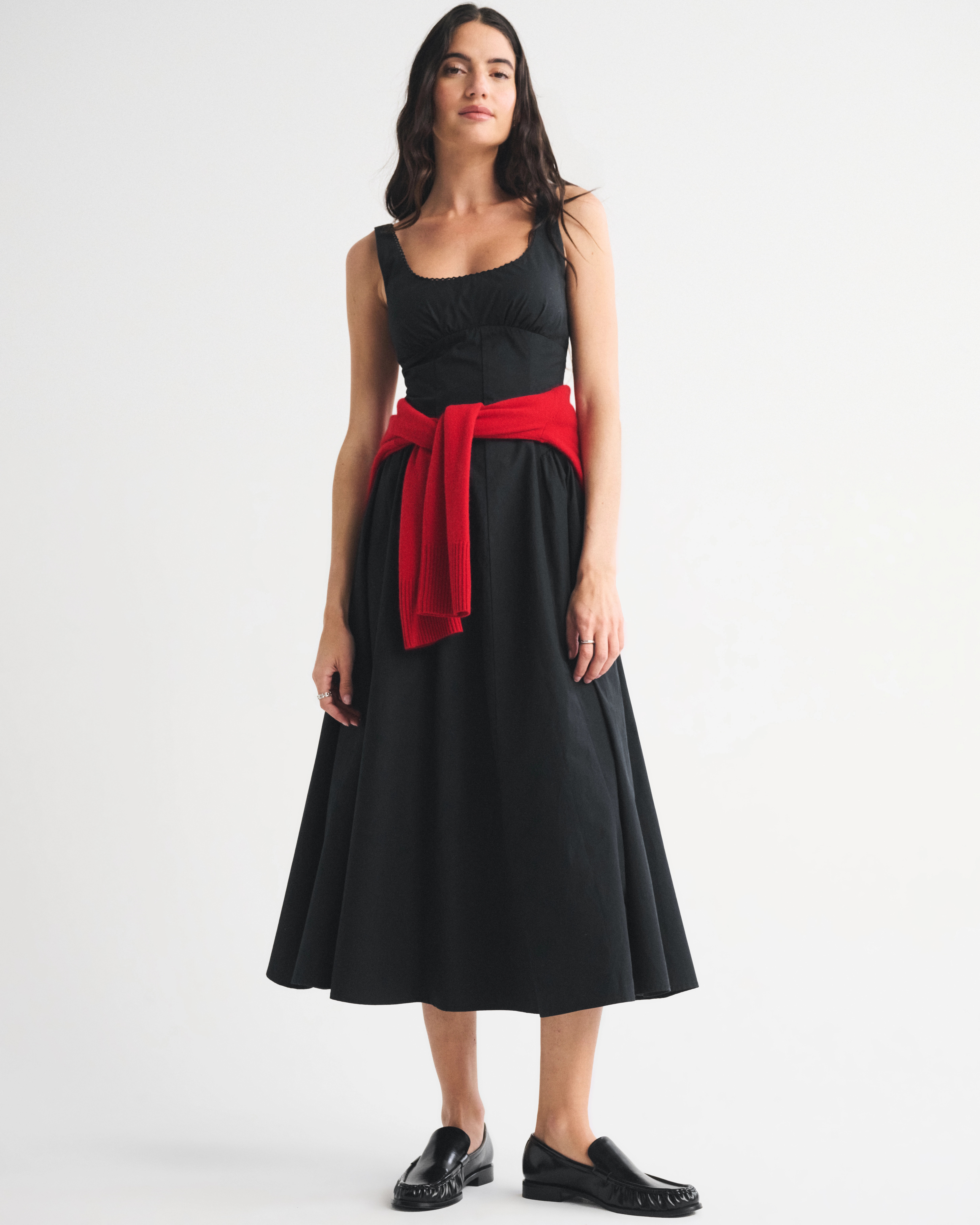 100% Cotton A&F Dylan Bra-Free Midi Dress | Abercrombie & Fitch (US)
