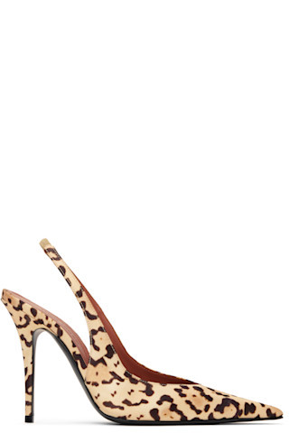 Amina Muaddi - Beige & Brown Anok Sling 105 Heels | SSENSE