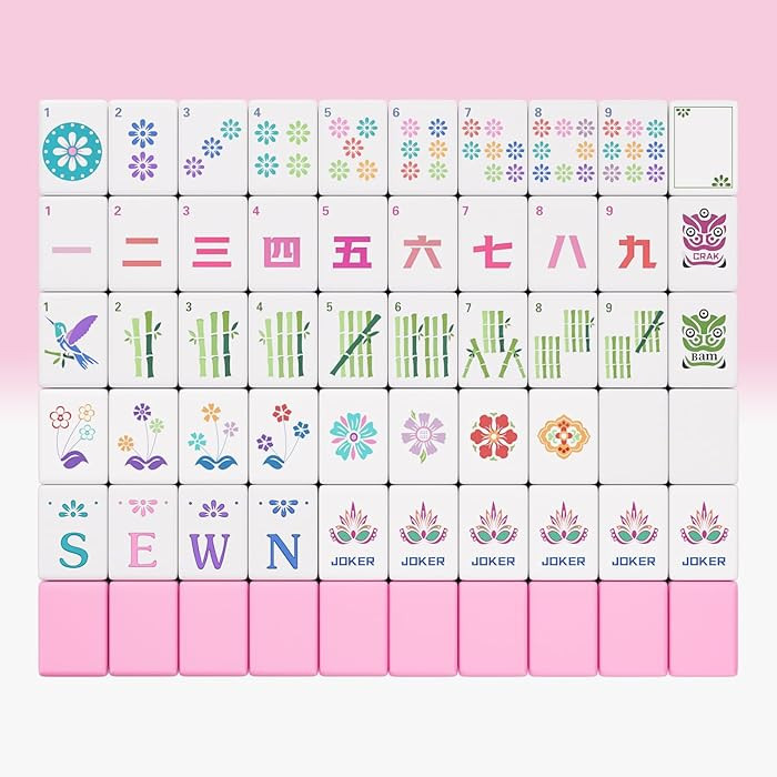 Pink American Mahjong Tile Set-160 Melamine Mahjong Tiles 1.2 with Mahjong Tiles Bag and Mahjong ... | Amazon (US)