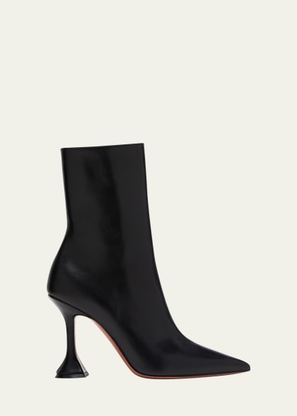 Amina Muaddi Giorgia Napa Clear-Heel Ankle Booties | Bergdorf Goodman