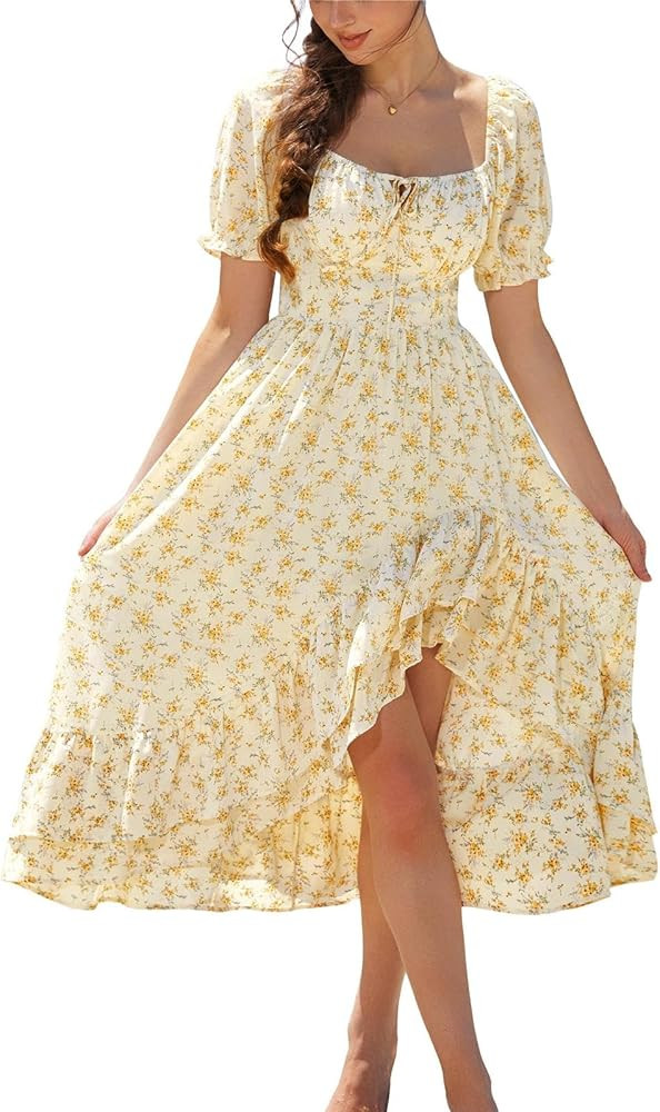 SCARLET DARKNESS Damen Viktorianisches Blumenkleid Puff\u00e4rmel Lace-up A-Linie Sommer Corsagen... | Amazon (DE)