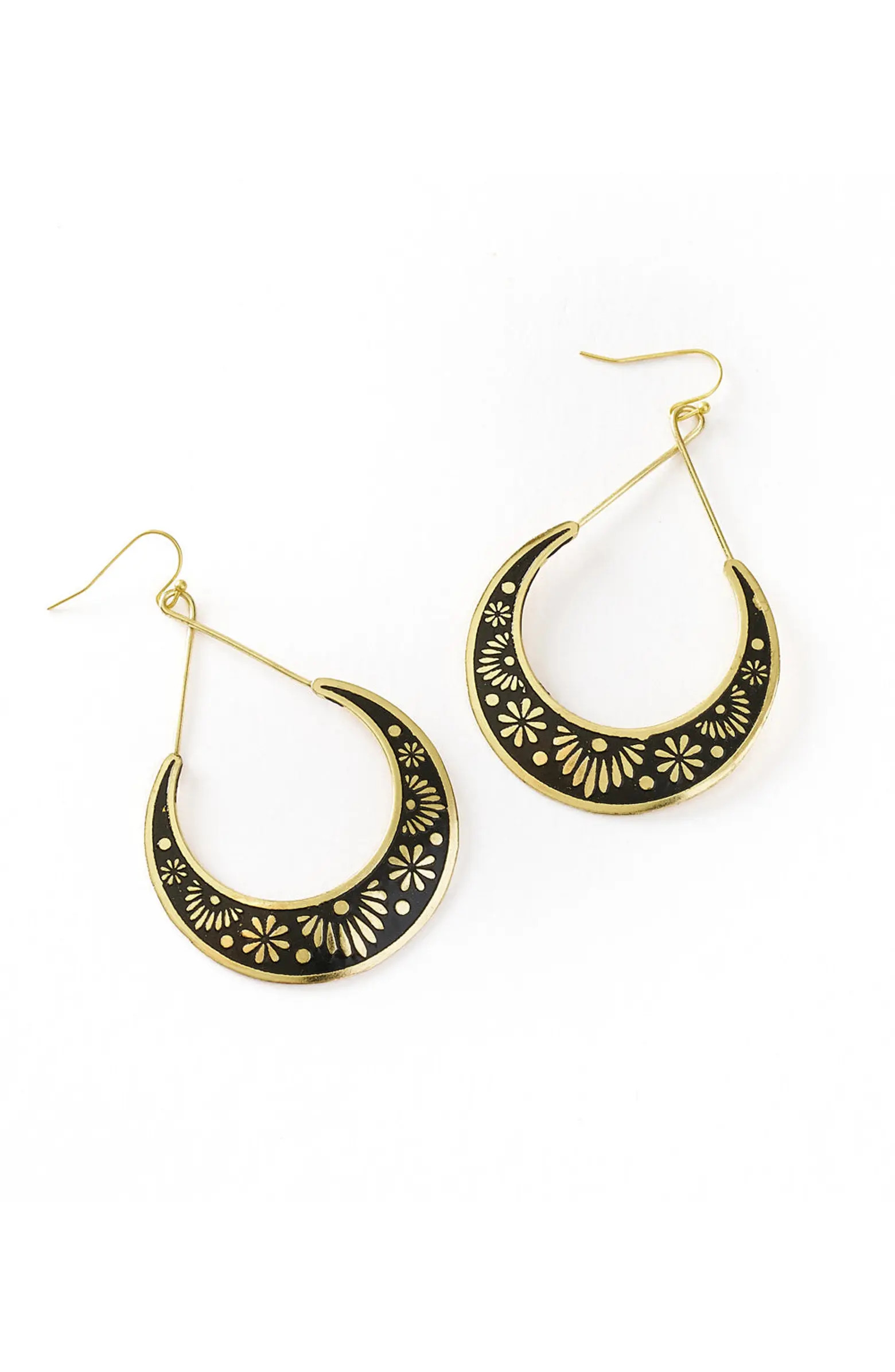 Nisha Crescent Moon Hoop Earrings | Nordstrom