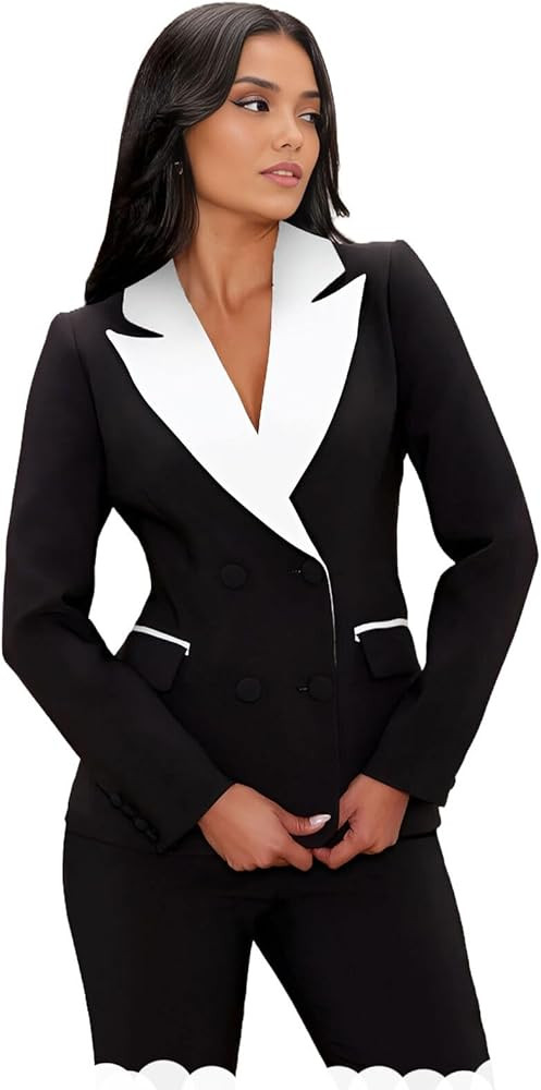 TIANMEI Womens Suits 2 Piece Tuxedo for Women Double Breasted Prom Suit Lady Slim Fit Womens Tuxe... | Amazon (US)