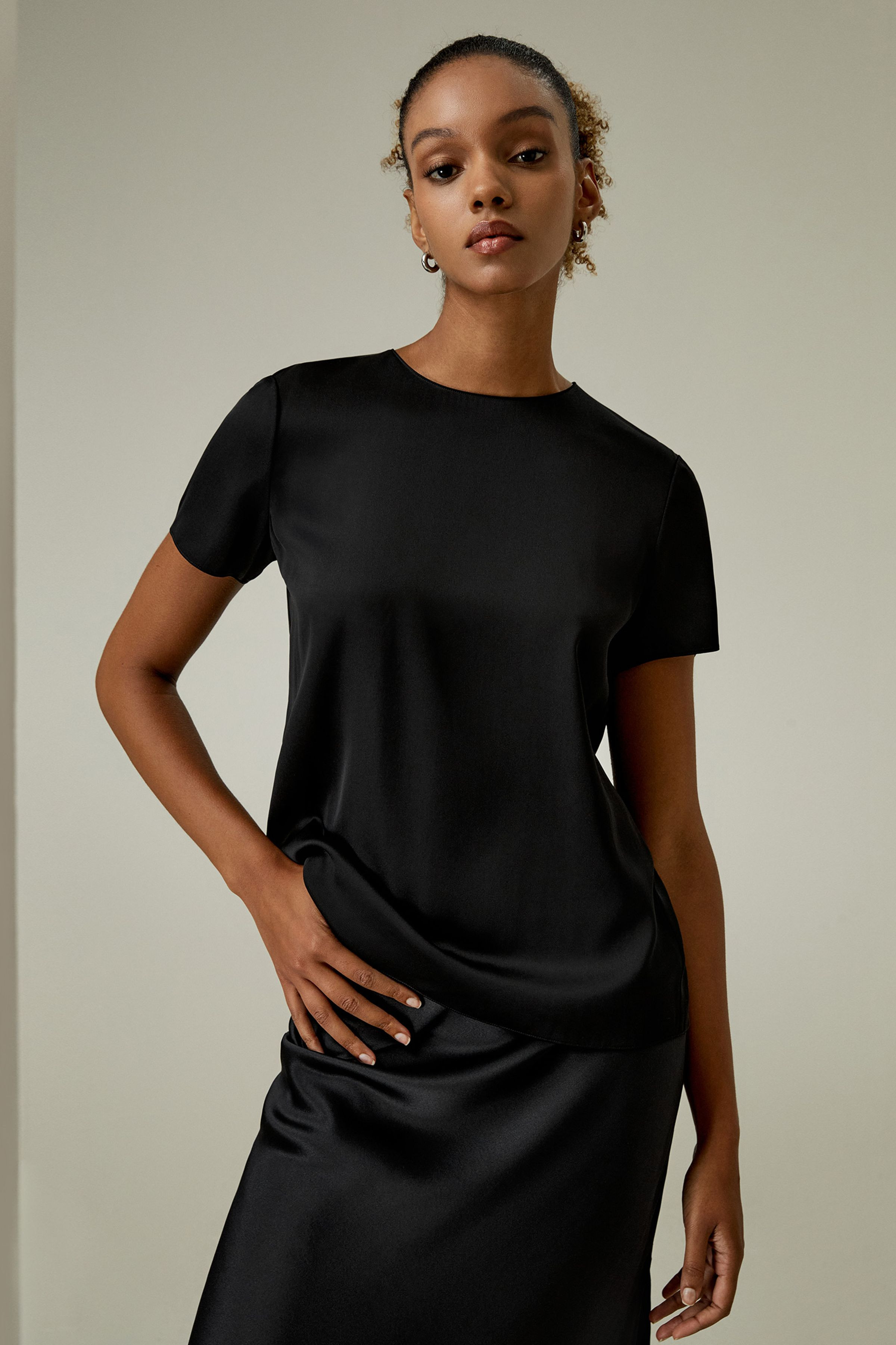 T-shirt basique en soie | LILYSILK