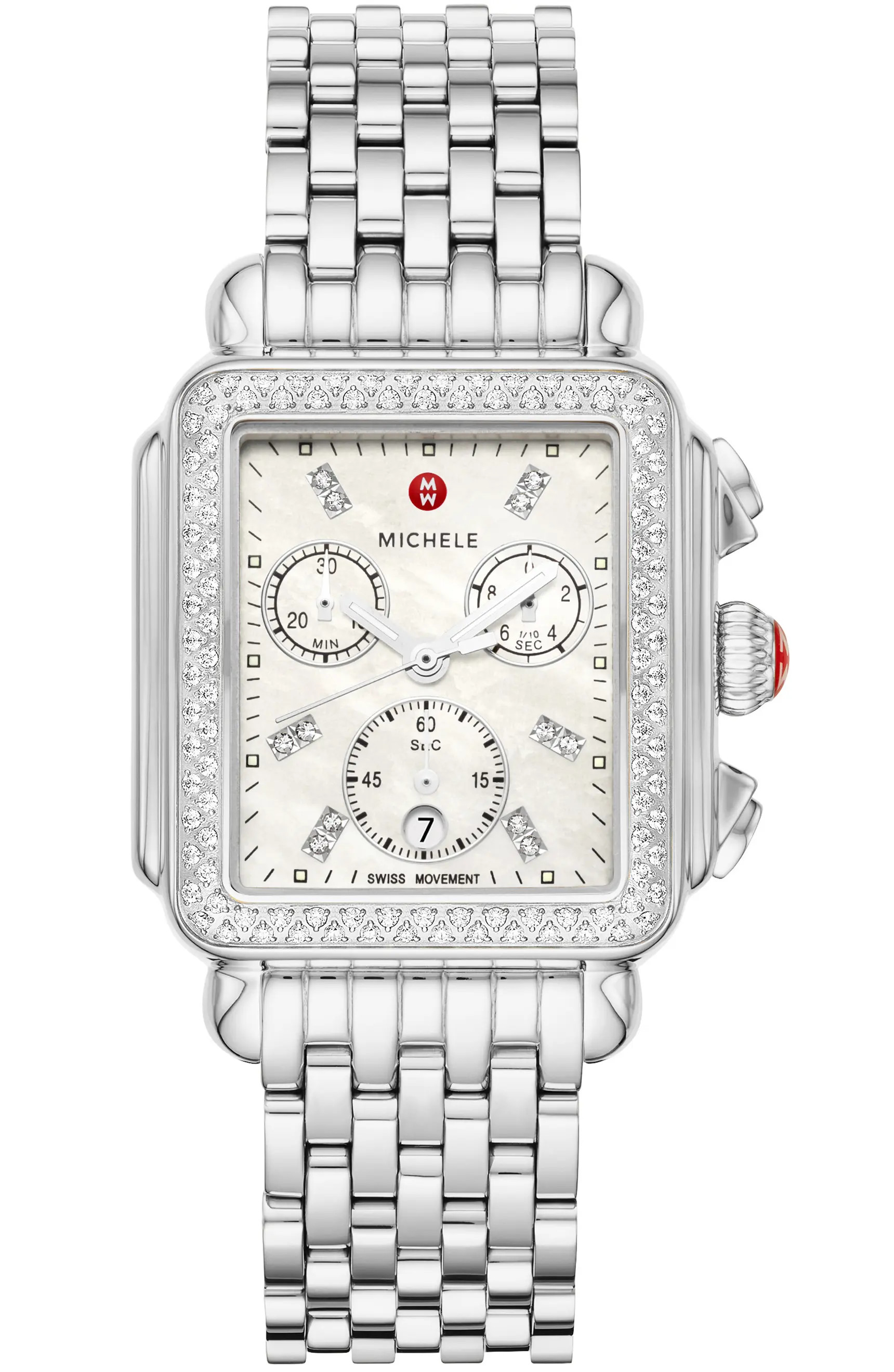 MICHELE Deco Diamond Chronograph Bracelet Watch, 33mm | Nordstrom | Nordstrom