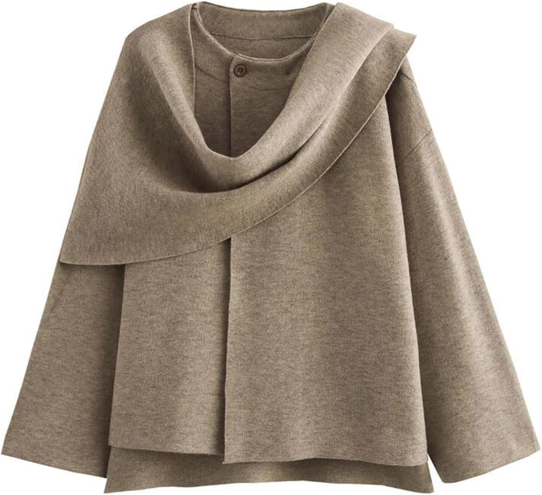 Women's Oversized Scarf Jacket Casual Shawl Wraps Knit Sweater Jackets Long Sleeve Button Winter ... | Amazon (US)