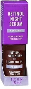 Retinol Night Serum with Baobab Seed Oil | Dermatologist Formulated| 1 fl oz/30ml (Pack of 1) | Amazon (US)