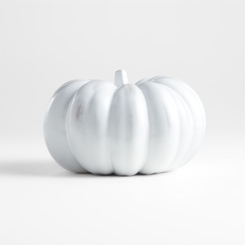 Medium White Ceramic Pumpkin | Crate and Barrel | Crate & Barrel