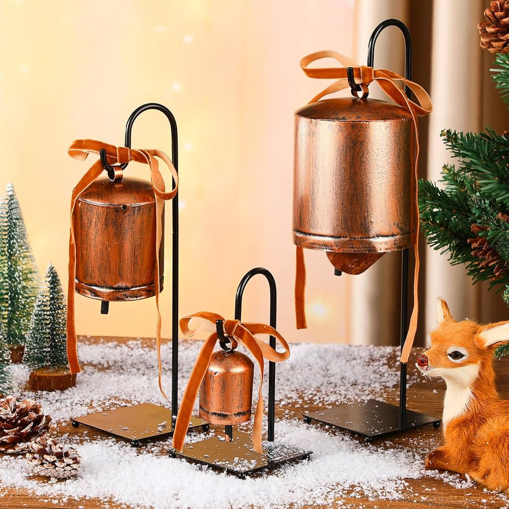Valentines Vintage Rustic Cow Bells with Metal Stands Giant Vintage Metal Heart Shape Bells Farmh... | Amazon (US)