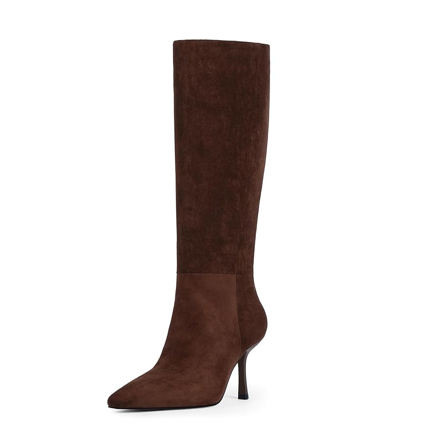 Modatope Knee High Boots Women Square Toe Stiletto Tall Boots Side Zipper Dressy Boot for Women | Amazon (US)