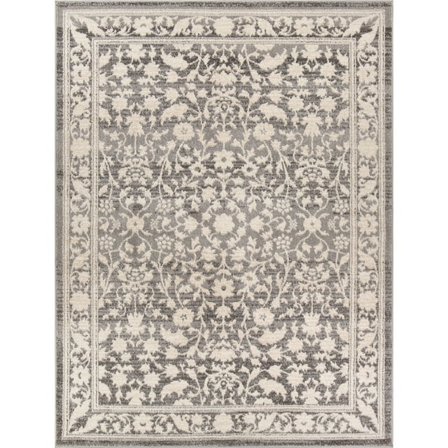 My Texas House Estelle 3'11" x 5'6" Grey White Floral Indoor Area Rug | Walmart (US)