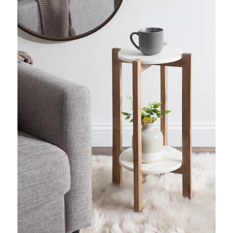 Tripoli 24.13'' Tall Genuine Marble End Table | Wayfair North America