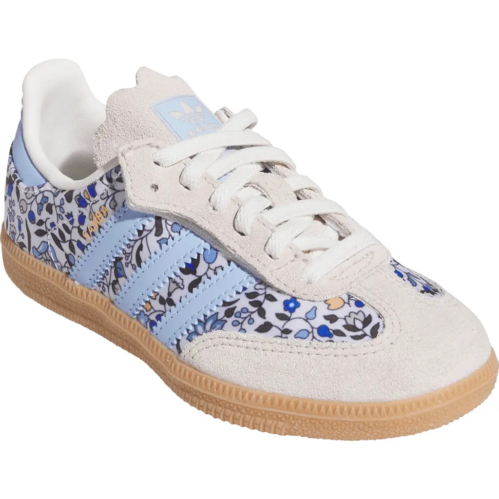 adidas Kids' x Liberty London Samba Sneaker in Blue/Off White/Gum at Nordstrom, Size 10 M | Nordstrom