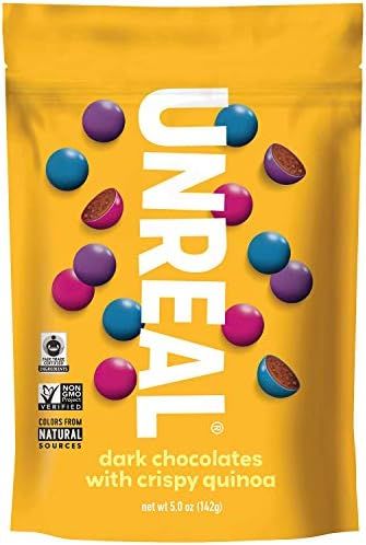 Unreal, Candy Coated Chocolate Crispy Quinoa Gems Bag, 5 Ounce | Amazon (US)