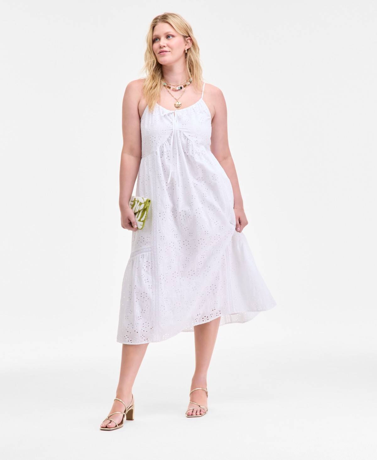 On 34th Women's Eyelet Midi Dress, Exclusively at Macy's - Bright White | Macy's